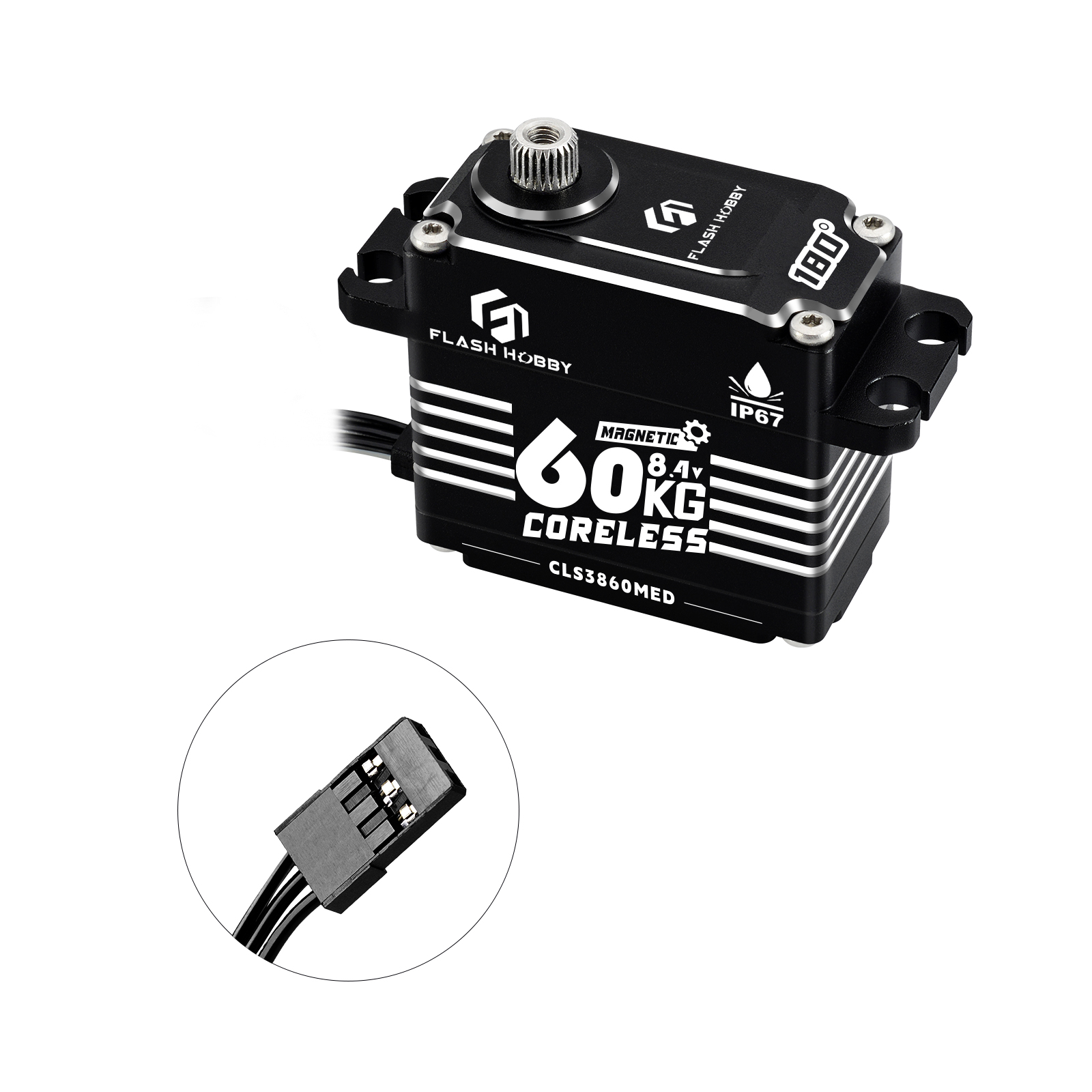 Flashhobby CLS3860MED 8.4V 60KG Super Torque Brushless Magnetic Encoder Waterproof CNC Aluminum Shell Home Appliance Low