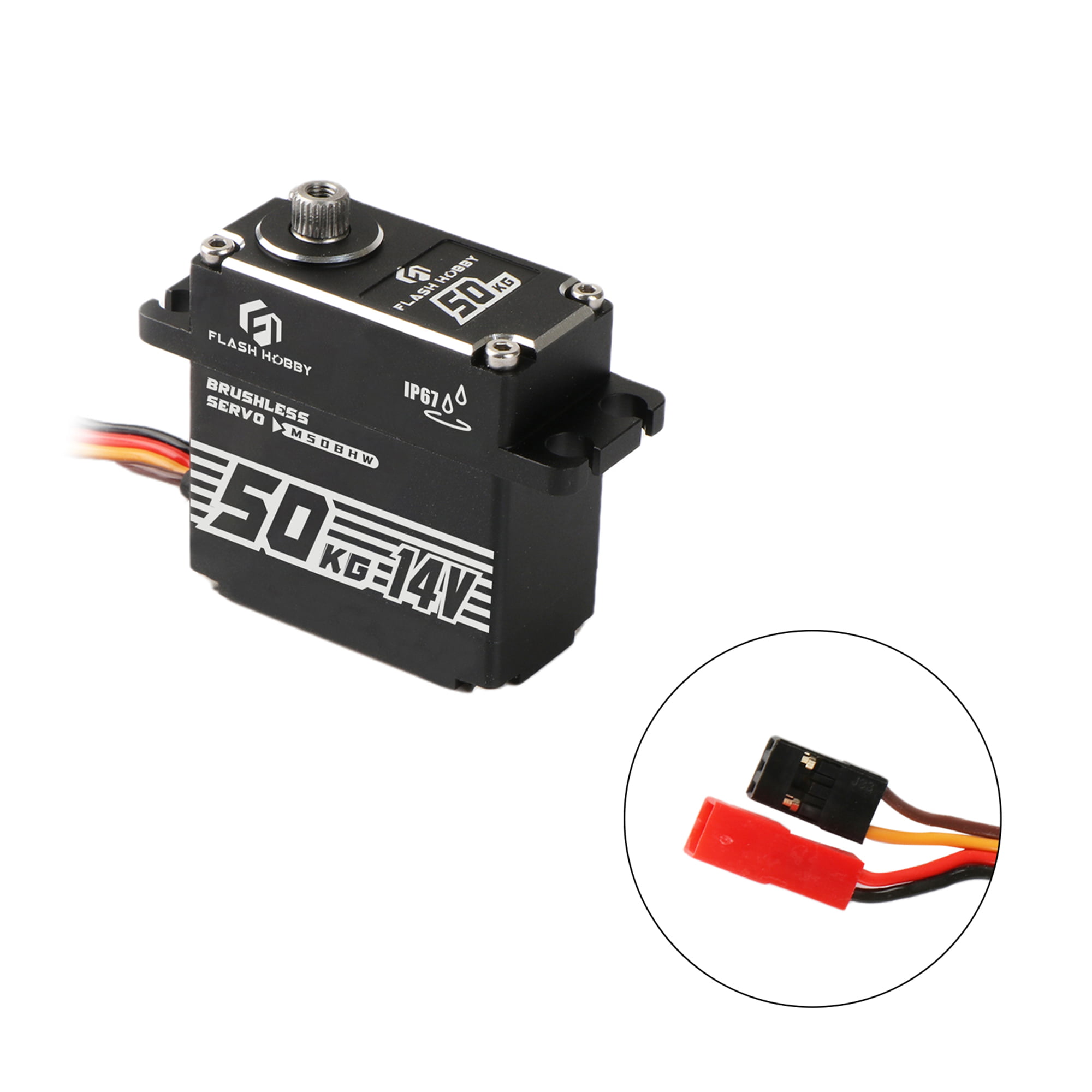 Flashhobby M50BHW Brushless Micro Coreless Waterproof Servo Motor Metal Gear IE4 Efficiency for Car Robot Boat Applications