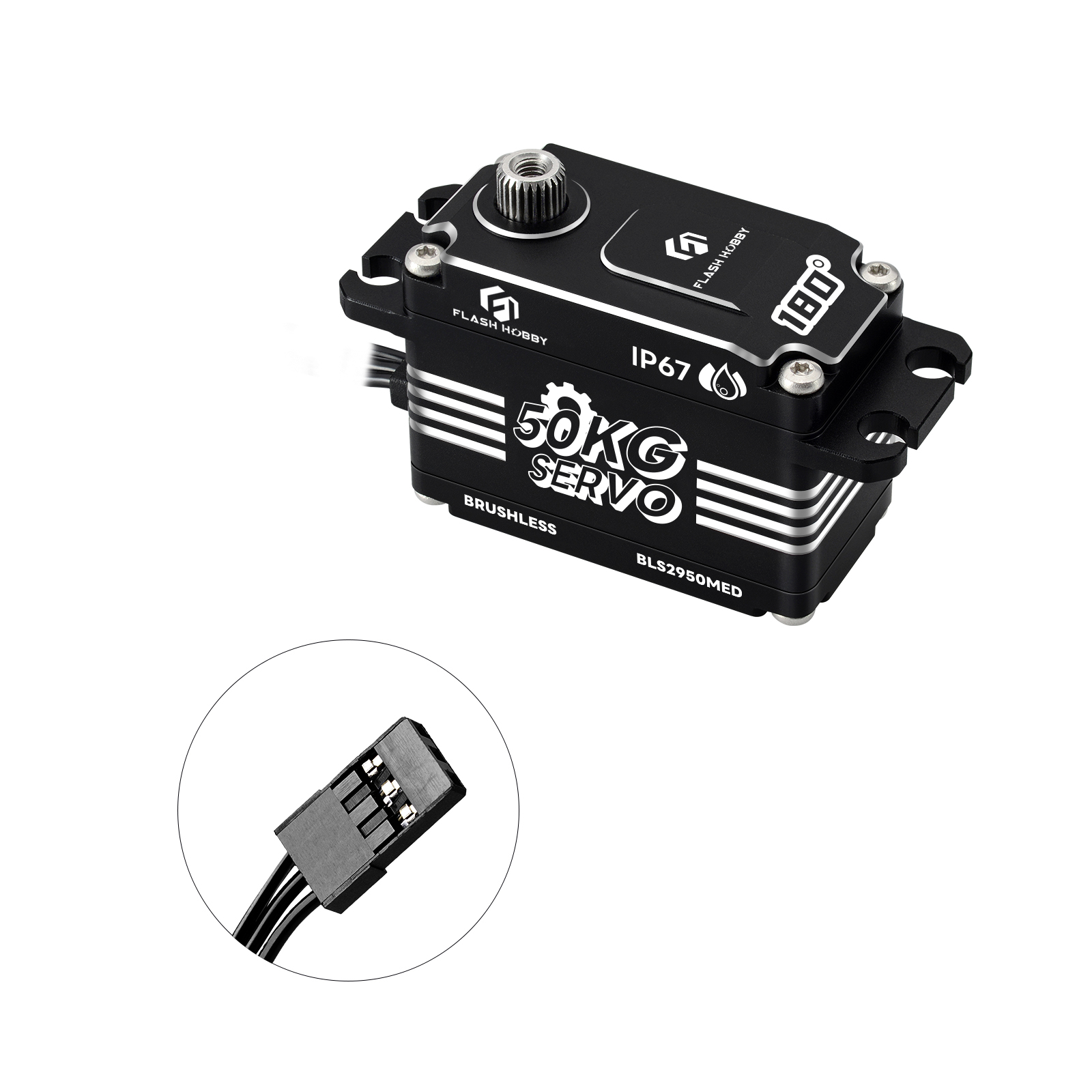 BLS2950MED 50KG 0.07Sec Fast Speed Digital Magnetic Sensor IP67 Waterproof Low Profile Brushless Servo for Drift Car OEM/ODM