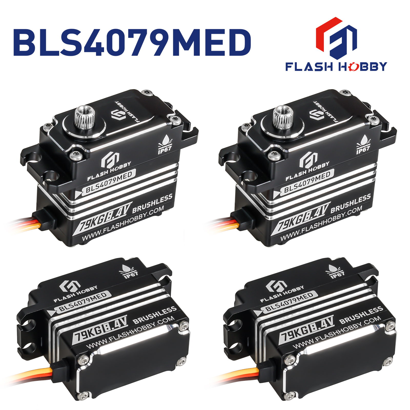 Flashhobby BLS4079MED 79kg Digital High Torque IP67 Waterproof Brushless Motor for Robot RC Car Boat Fan Electric Bicycle