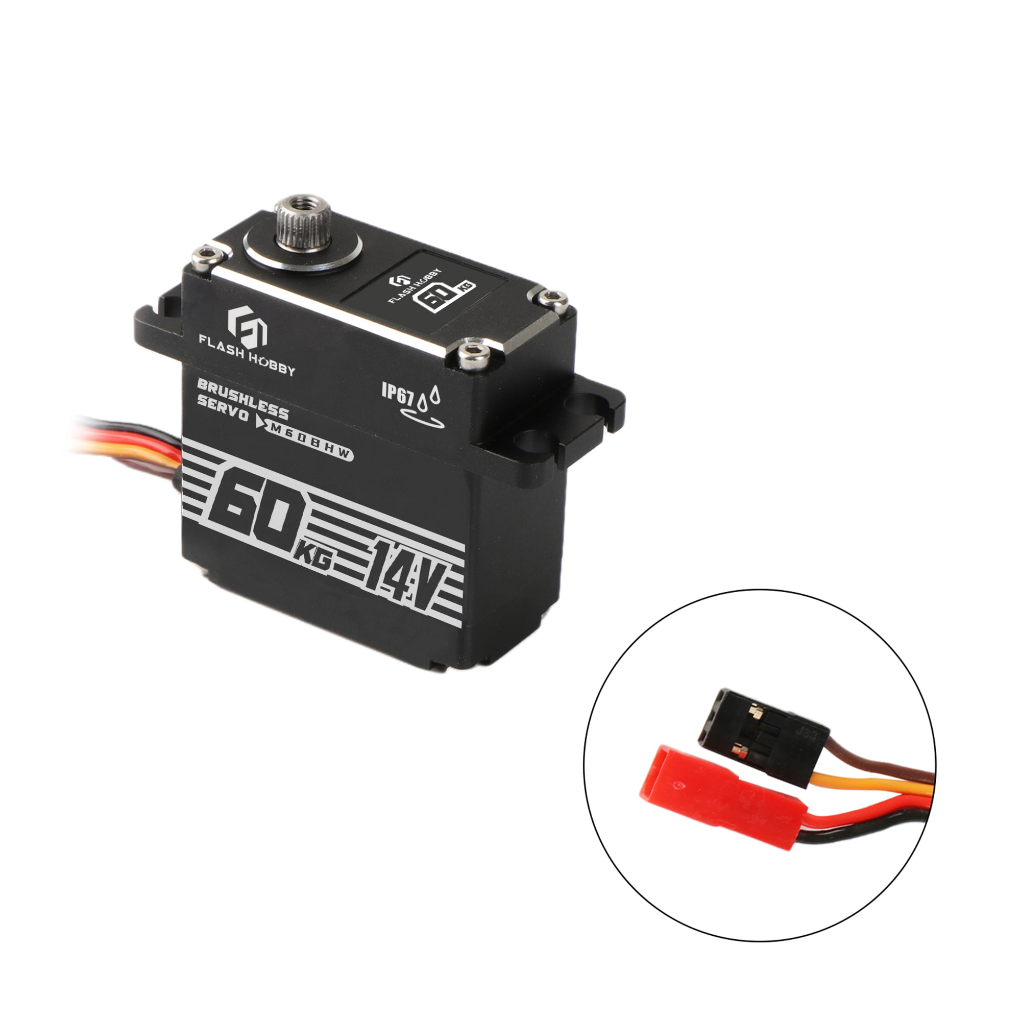 Flashhobby M60BHW Waterproof 60kg Large Torque 14V Digital Brushless Micro Servo Motor PWM Control for RC Car Boat Fan RC Plane