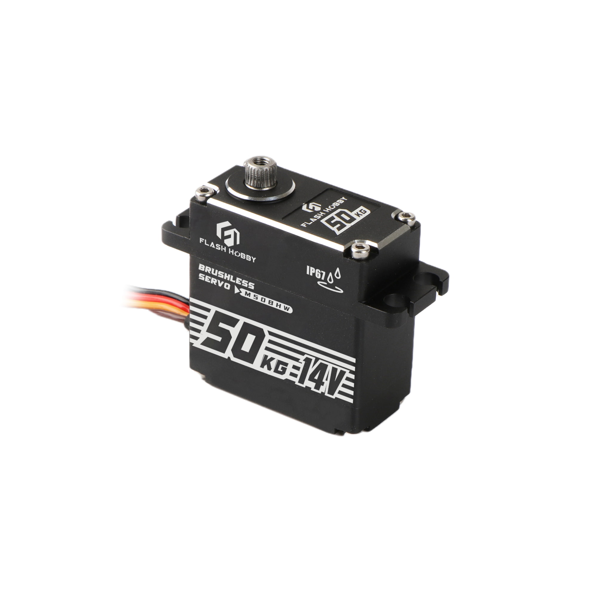 Flashhobby M50BHW Brushless Micro Coreless Waterproof Servo Motor Metal Gear IE4 Efficiency for Car Robot Boat Applications