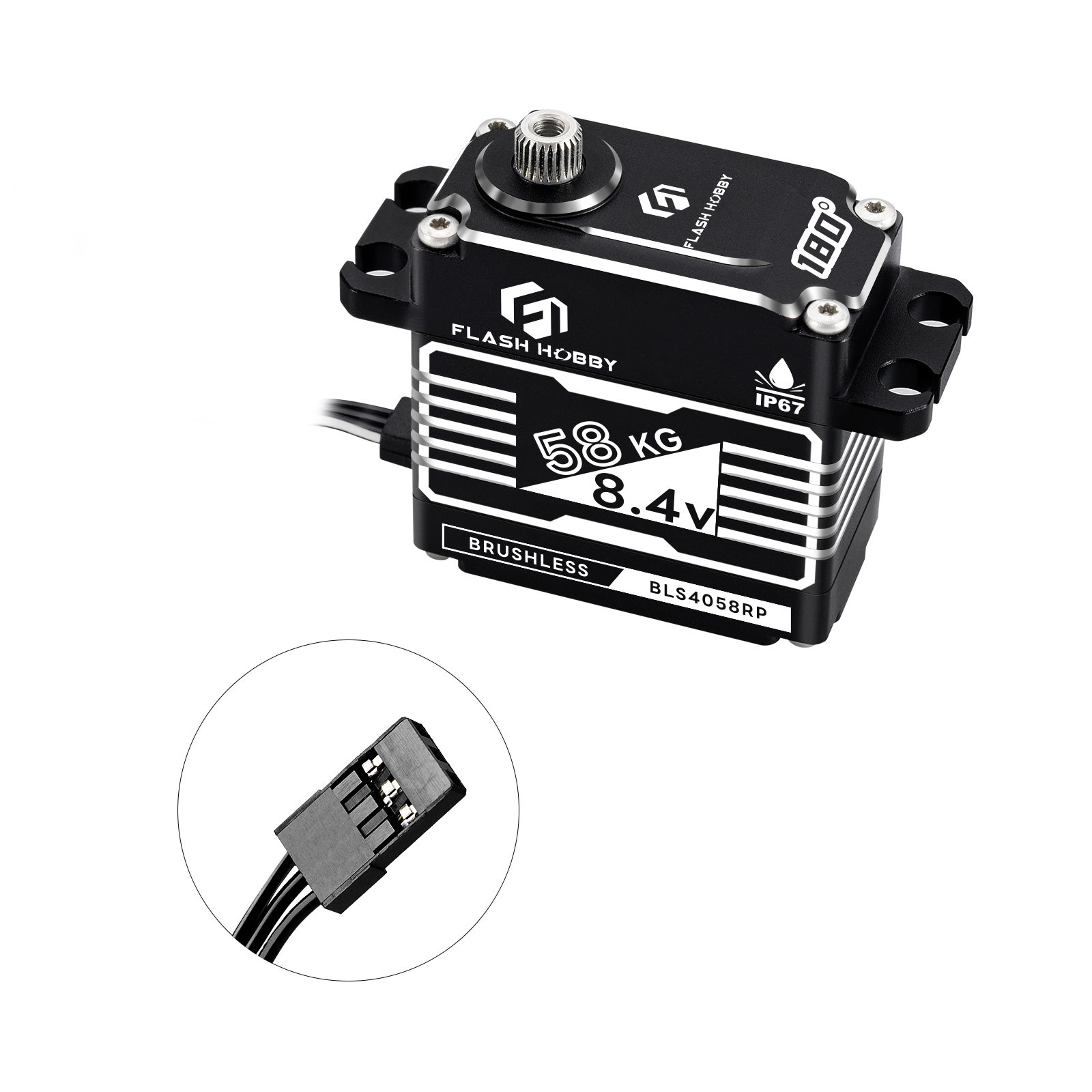Flashhobby BLS4058RP 58KG Brushless Motor 0.12Sec 8.4V IP67 Waterproof Programmable Digital Servo RC Boat/Crawling Racing Sample