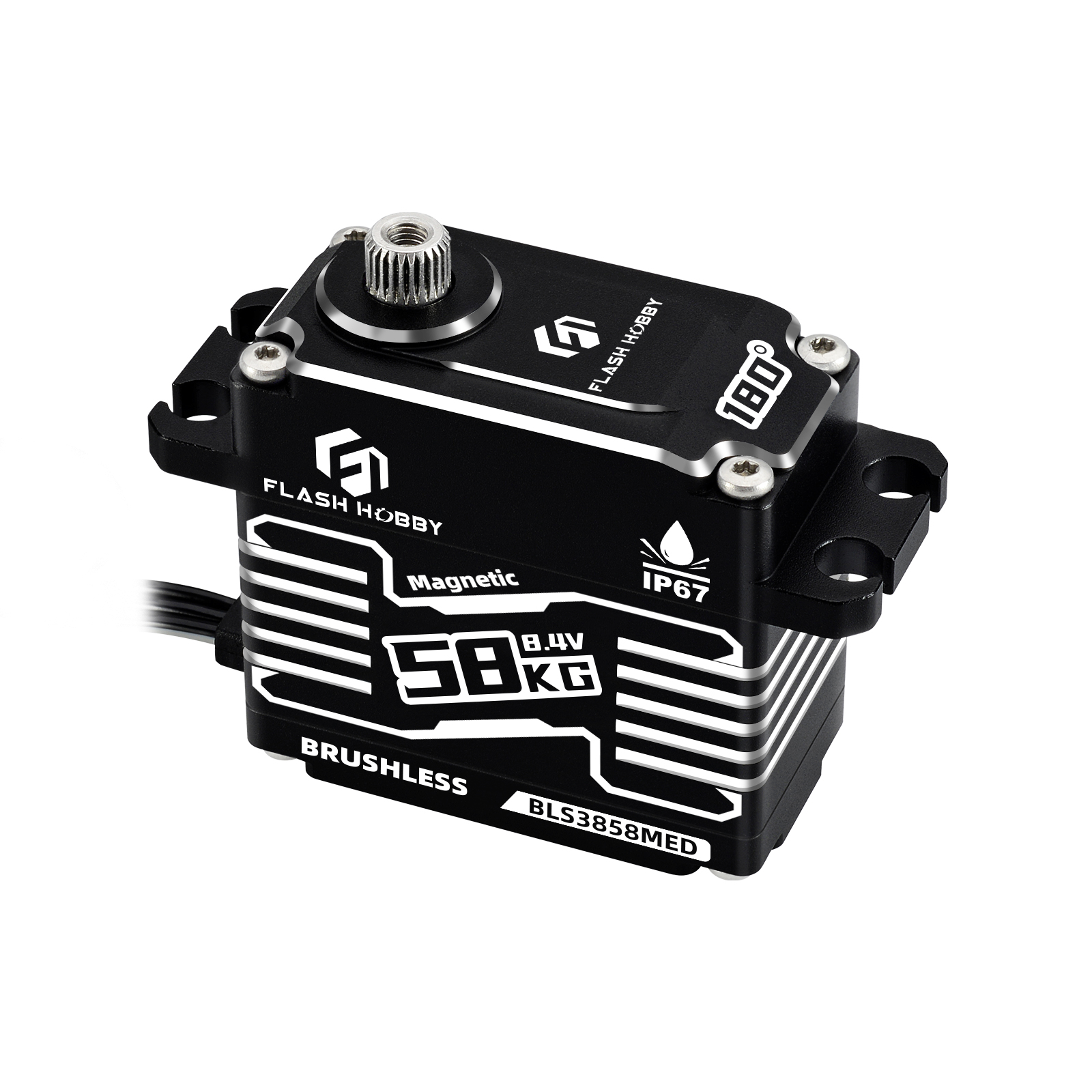 Flashhobby BLS3858MED 58KG Super Torque 0.12Sec Magnetic Sensor Waterproof IP67 Brushless Motor Programmable Digital Servo Fan
