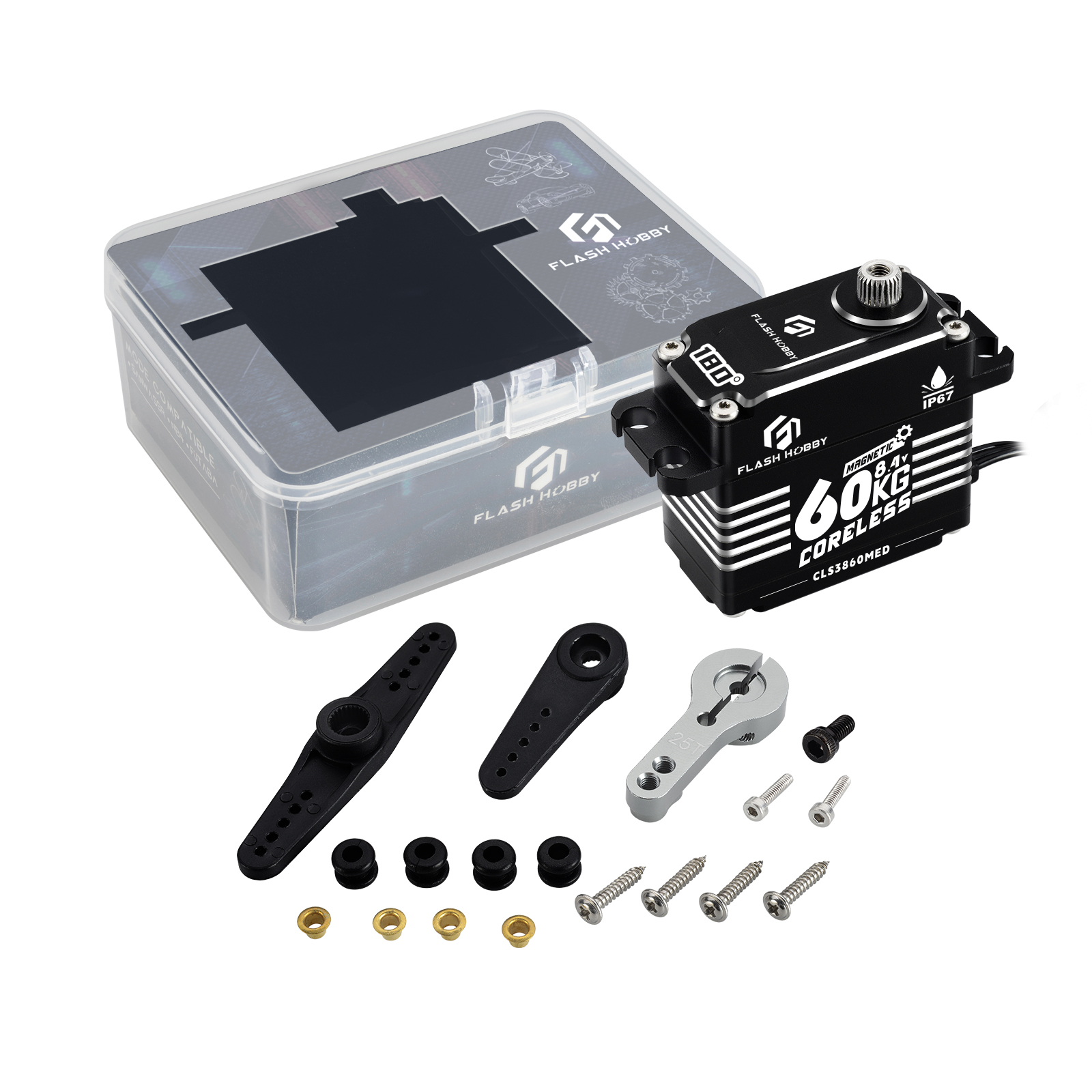 Flashhobby CLS3860MED 8.4V 60KG Super Torque Brushless Magnetic Encoder Waterproof CNC Aluminum Shell Home Appliance Low