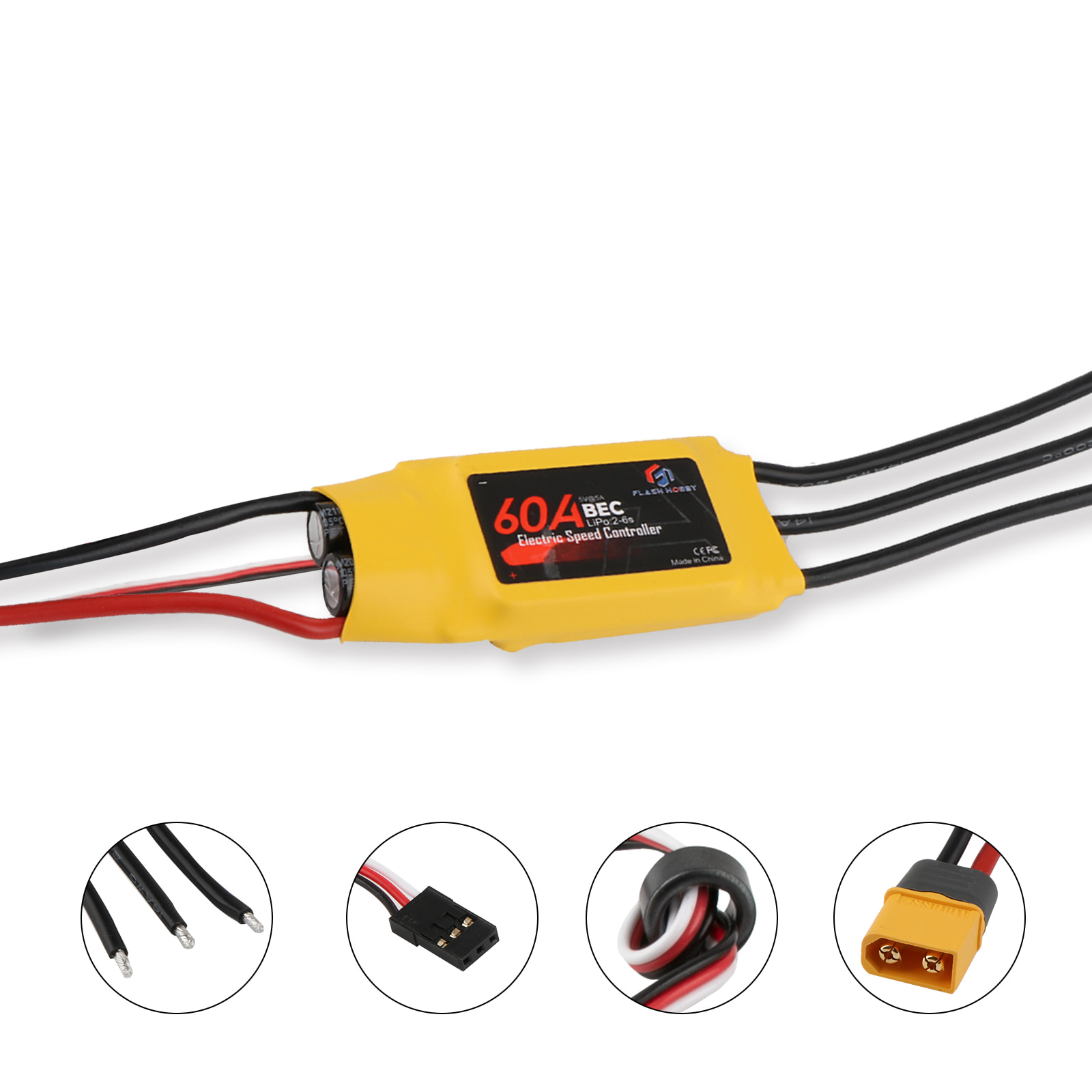 Factory Direct Flashhobby Spaceman 60A 5V/5A BEC 2-6S ESC Brushless Speed Controller for Airplane Quadcopter Racing Drone