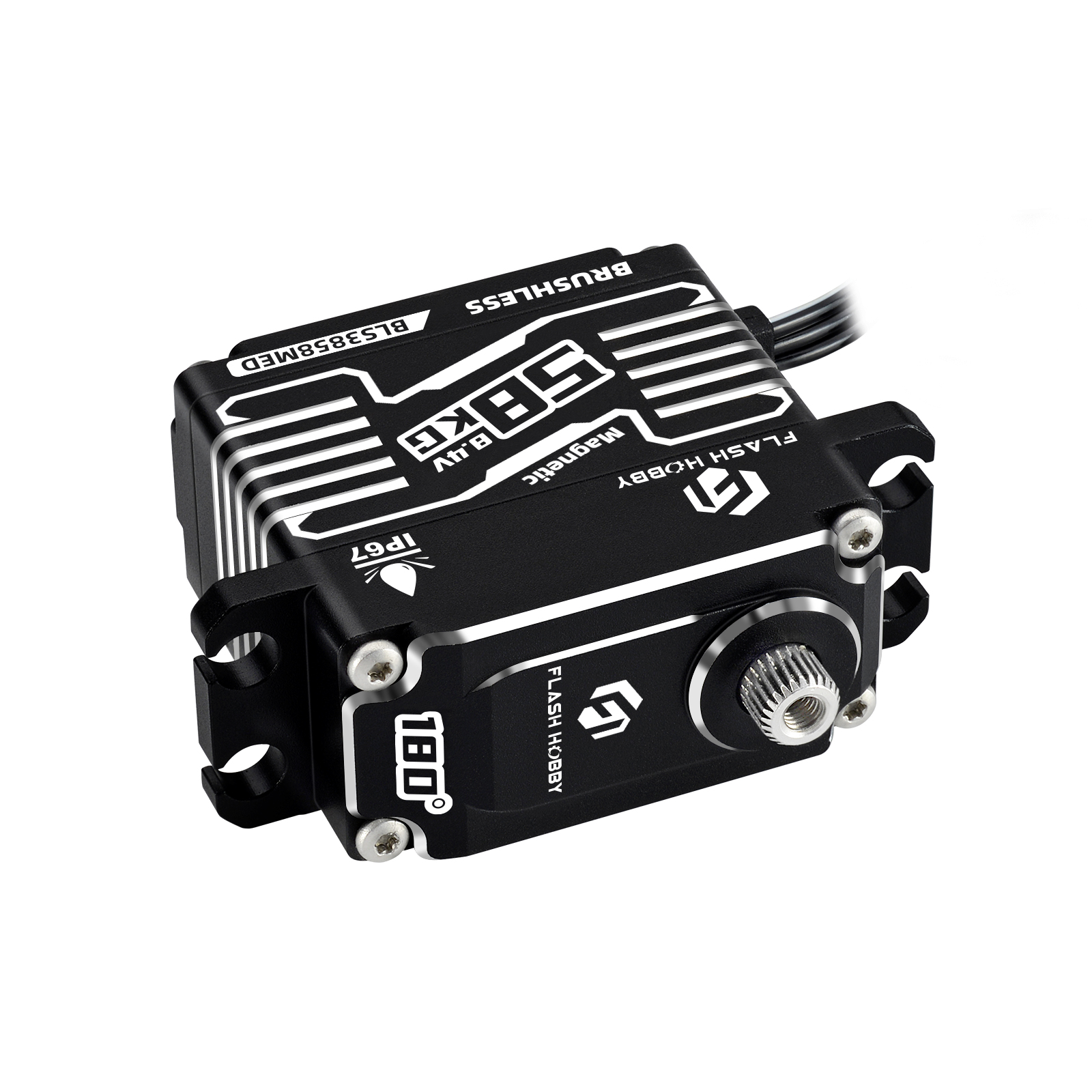 Flashhobby BLS3858MED 58KG Super Torque 0.12Sec Magnetic Sensor Waterproof IP67 Brushless Motor Programmable Digital Servo Fan