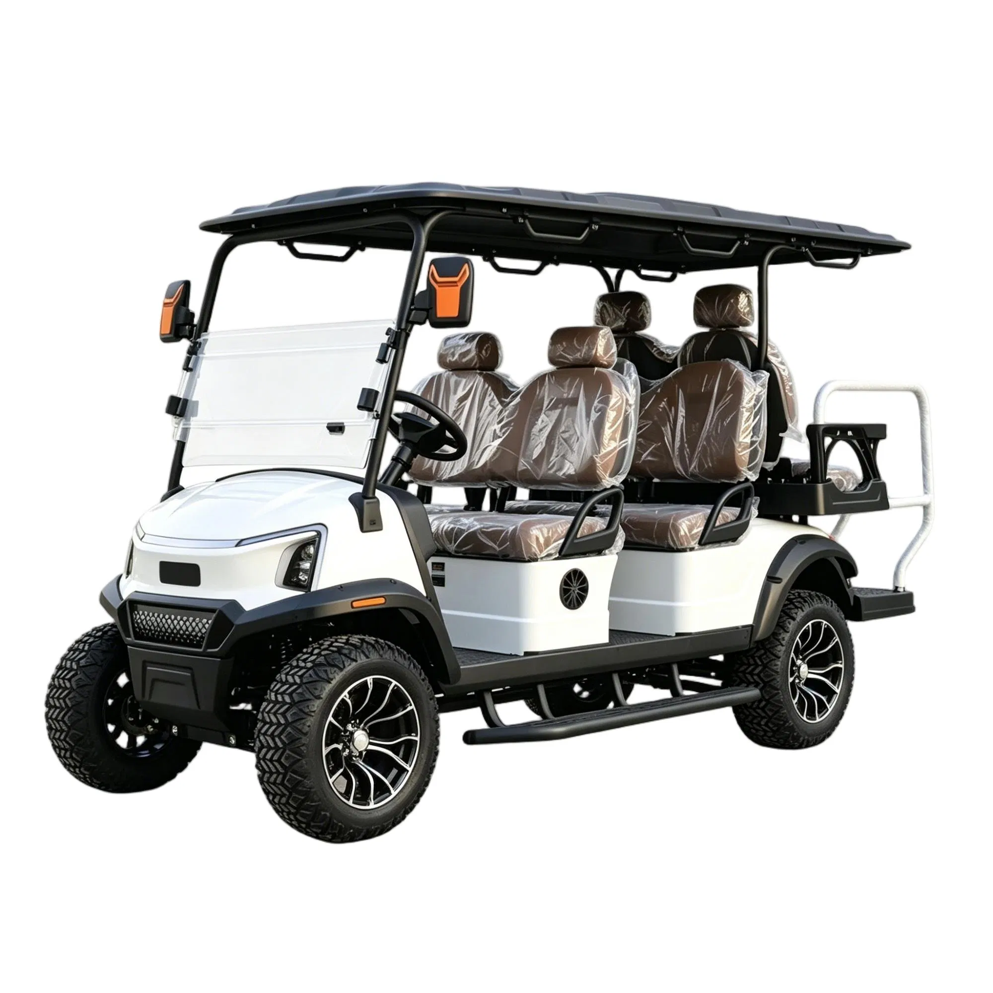 Carrito de golf eléctrico exclusivo personalizado 4-Seater con suspensión delantera de doble brazo oscilante, aprobado por CE, batería de litio