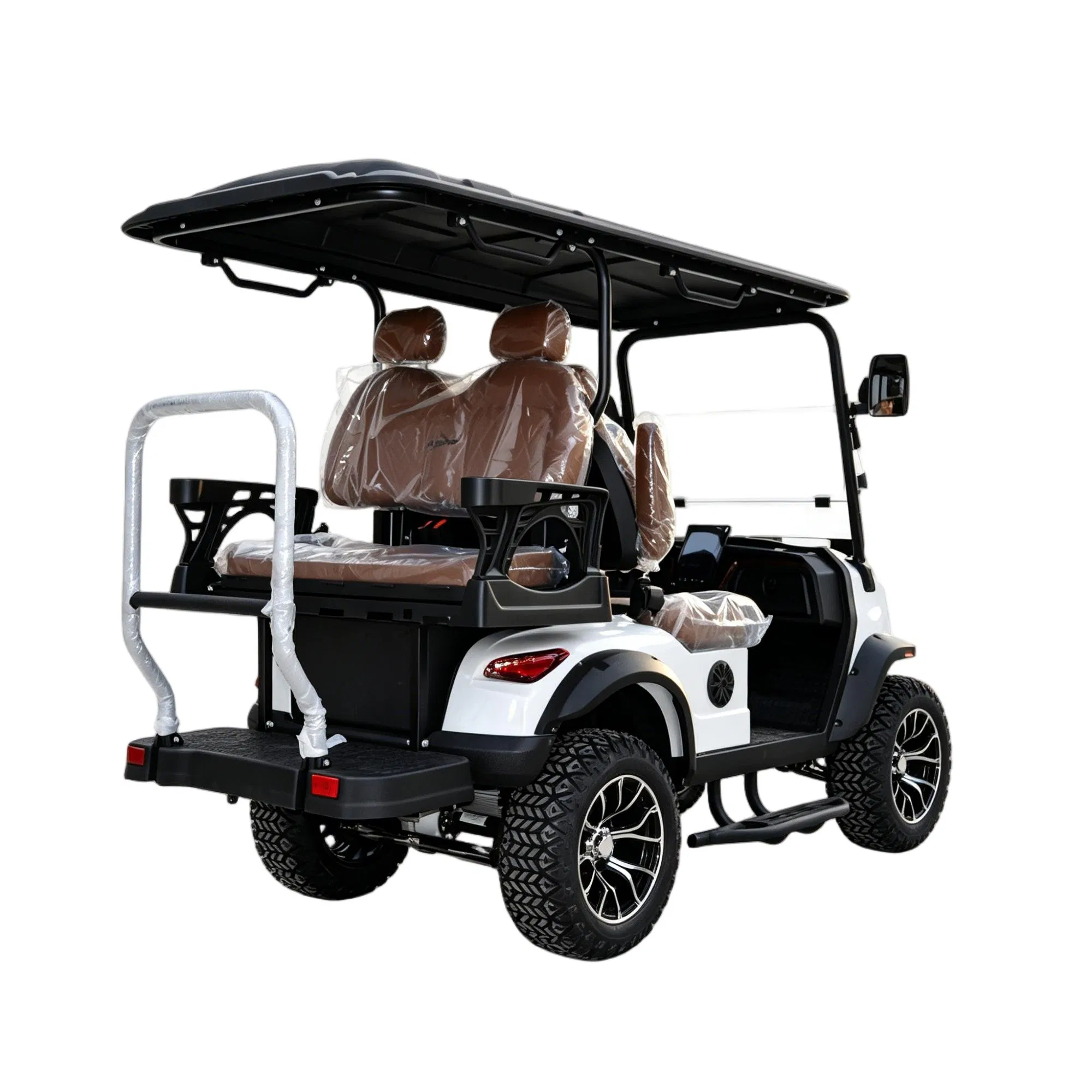 Carrito de golf eléctrico exclusivo personalizado 4-Seater con suspensión delantera de doble brazo oscilante, aprobado por CE, batería de litio