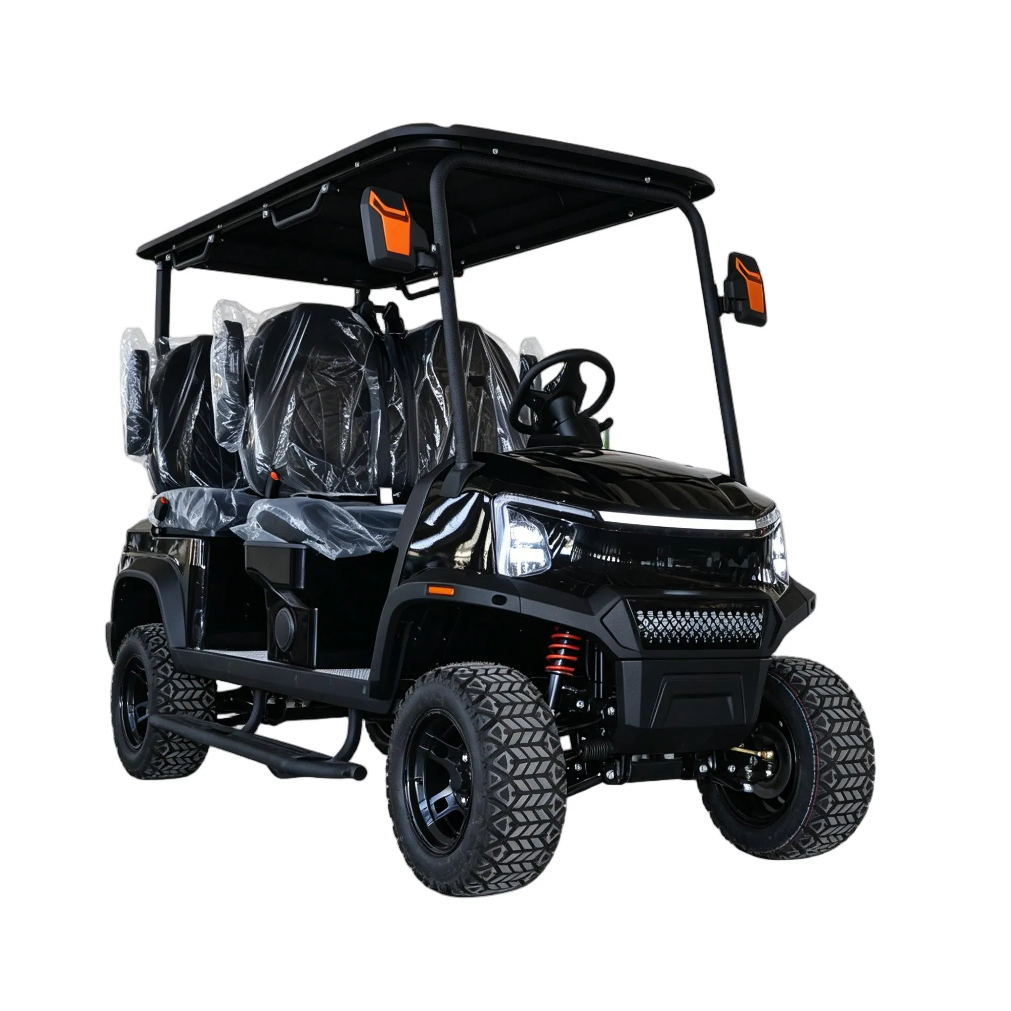 Carrito de golf eléctrico exclusivo personalizado 4-Seater con suspensión delantera de doble brazo oscilante, aprobado por CE, batería de litio