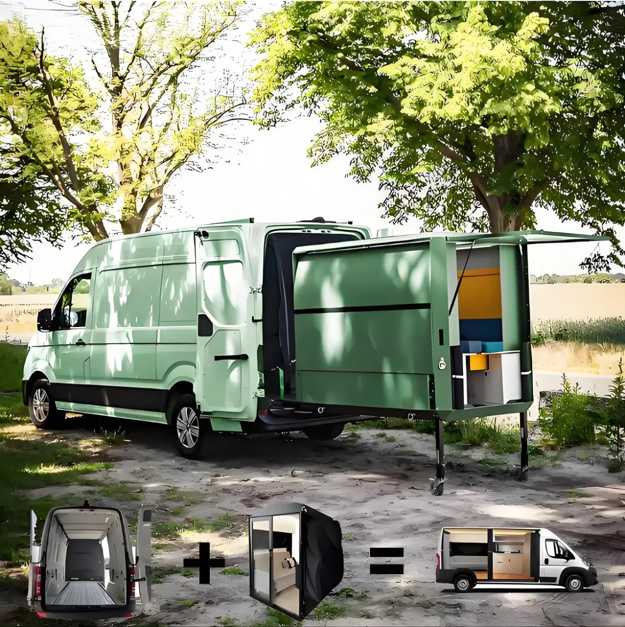 Solución de conversión de furgoneta Sprinter para acampar todo en uno para viajeros