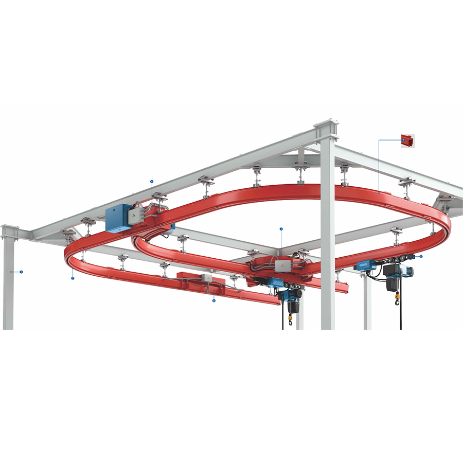Sistema Modular de Grúa de Suspensión con Diseño de Riel Aéreo Flexible