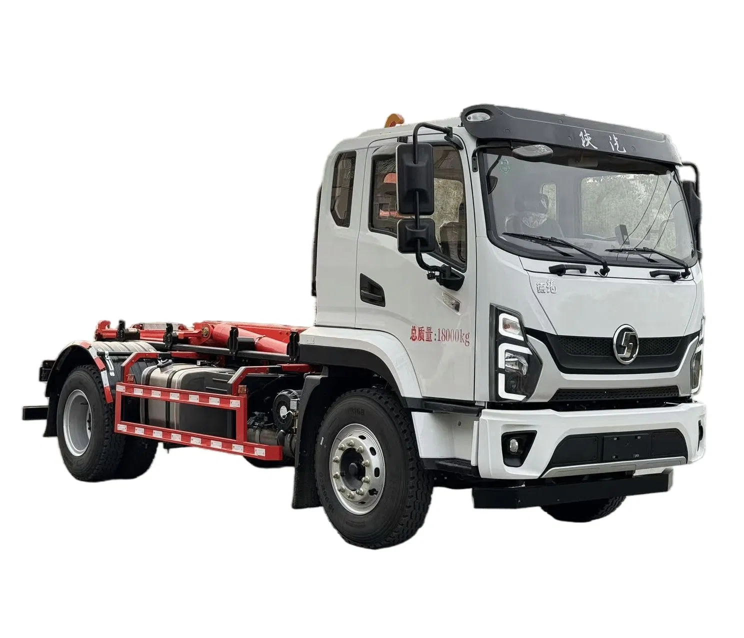 Heavy Duty Power Shacman Delong Short Wheelbase 18-Ton Hook Lift Garbage Truck