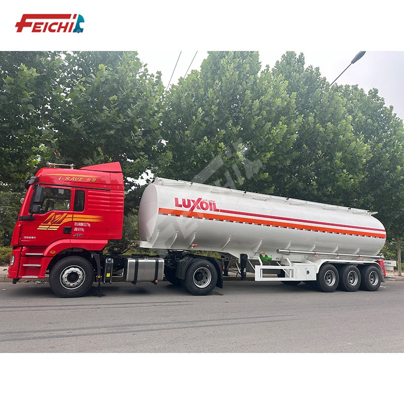 Factory Supply 3 Axles 35000-50000 Liters Carbon Steel 4 Working Bin Fuel Oil Tanker Trailer Transport Fuel Tanker Semi Trailer Support Customization Tanker