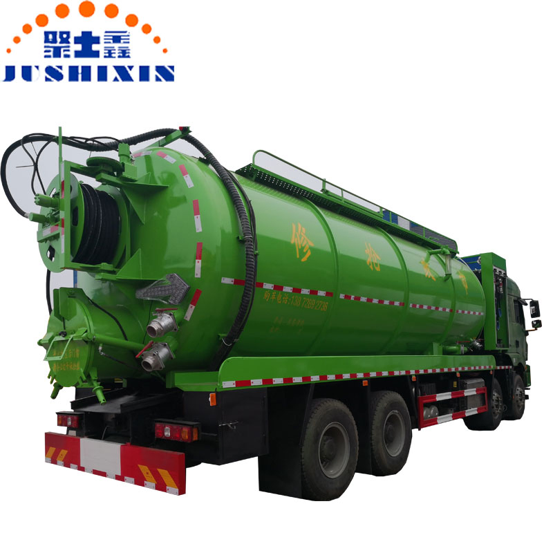 Green High Capacity Sanitation Vehicle Vacuum Sewage Suction Sewer Septic Cleaning Truck