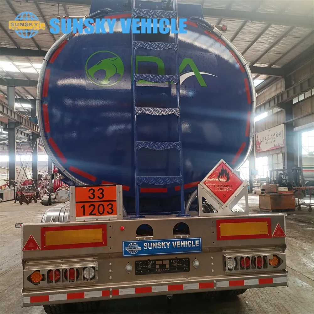 Durable 46, 000L Chemical Liquid Aluminum Semi-Trailer Tanker with 3 Axles