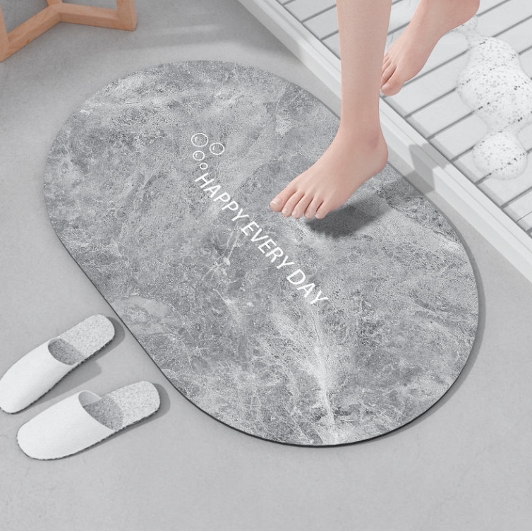 China U-HOME High Quality Custom Logo Marble Design Floor Mat Anti-slip Shower Luxurious Soft Bath Rugs Rubber Bathroom Mat Factory, Factories