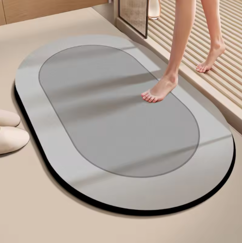 High-Quality Modern Anti-Slip Grey Print Diatom Mud Floor Mat Rubber Water Absorbent Bathroom and Kitchen Carpet for Home Decoration Suppliers, Factory