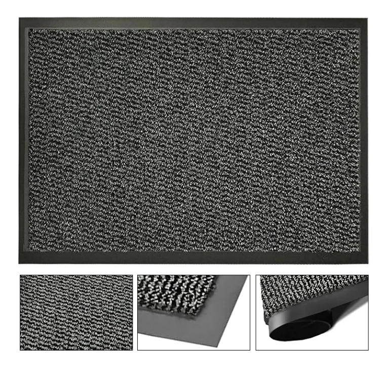China Hot Sales Classic Cut Pile Door Mat for Entrance Anti-slip Double-ribbed Floor Mat with Custom Logo Rubber Door Mat Factory, Factories