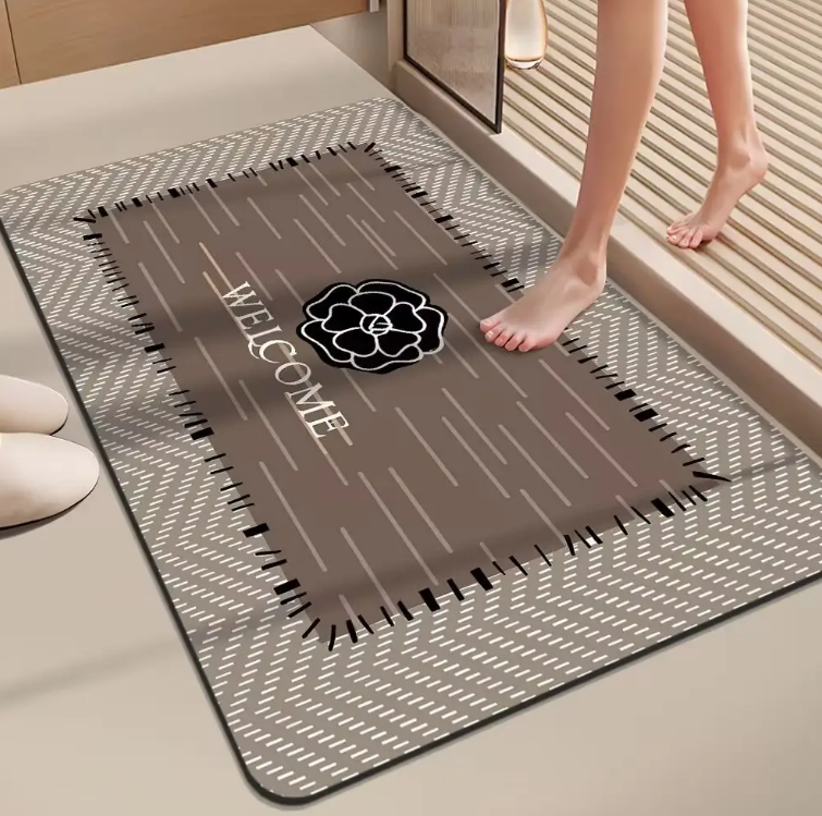 High-Quality Square bathroom rug anti Non Slip Water Absorbent Bathroom Floor Rubber Door Mat Carpet Crystal Velvet Mats Suppliers, Factories