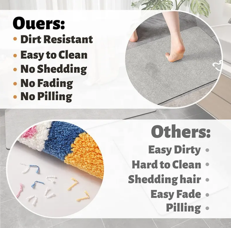 High-Quality Machine Made Diatom Mud Cushion Toilet Water Absorption Pad Non-Slip Footrest Door Diatomite Stone Bath Mat Manufacturer, Factories
