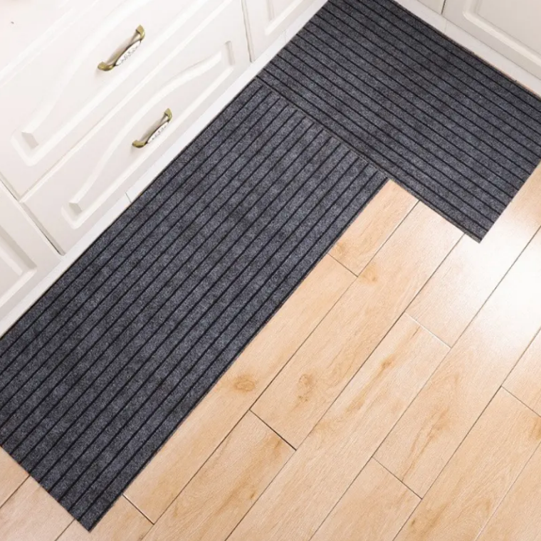 China Custom Outdoor Polyester Seven Stripes Rib Doormat Anti Slip Grey Door Mat Entrance Outdoor TPR Floor Mat Manufacturers, Supplier