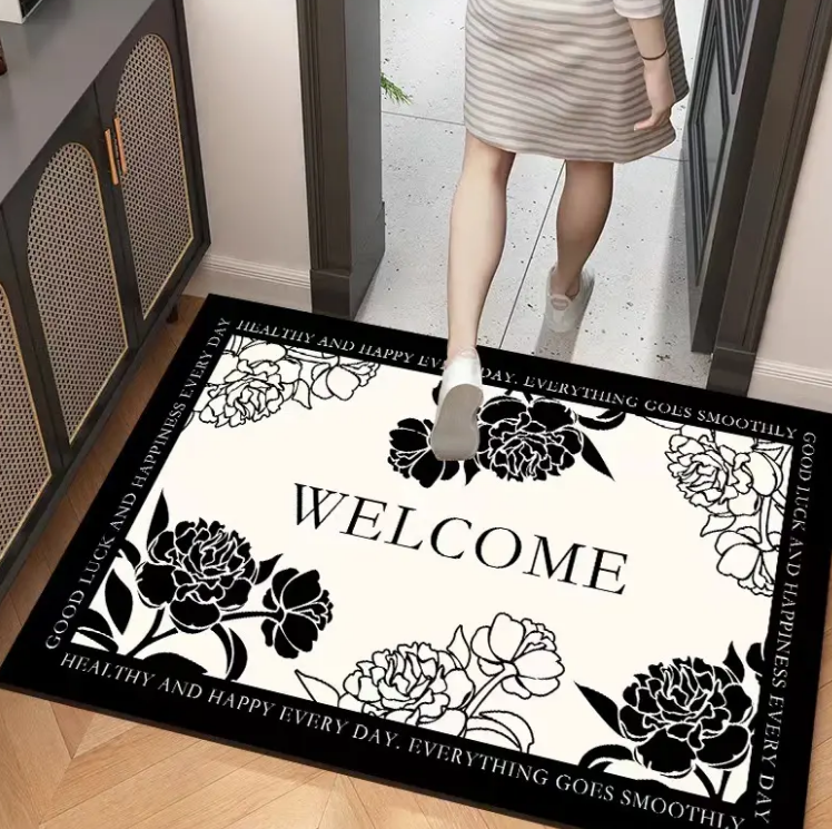 China Scissor door restaurant rectangular pattern polyester short velvet carpet diatom mud bathroom carpet Manufacturer, Manufacturers