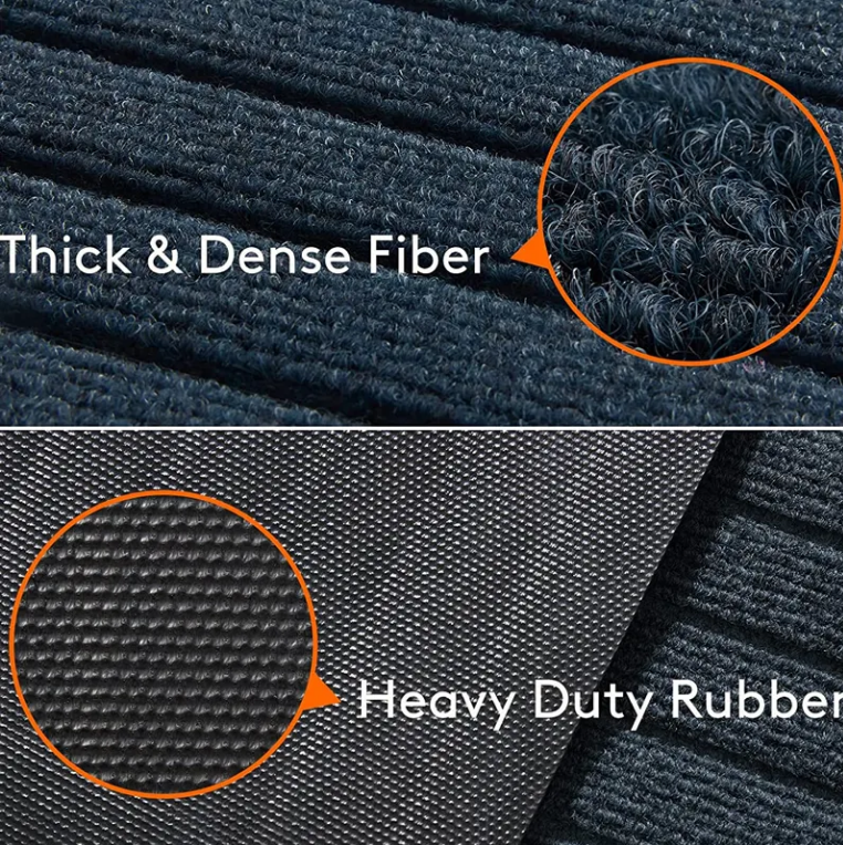 China professional manufacturer double stripe door mat waterproof pvc backing Polyester floor welcome door mat Manufacturers, Factory