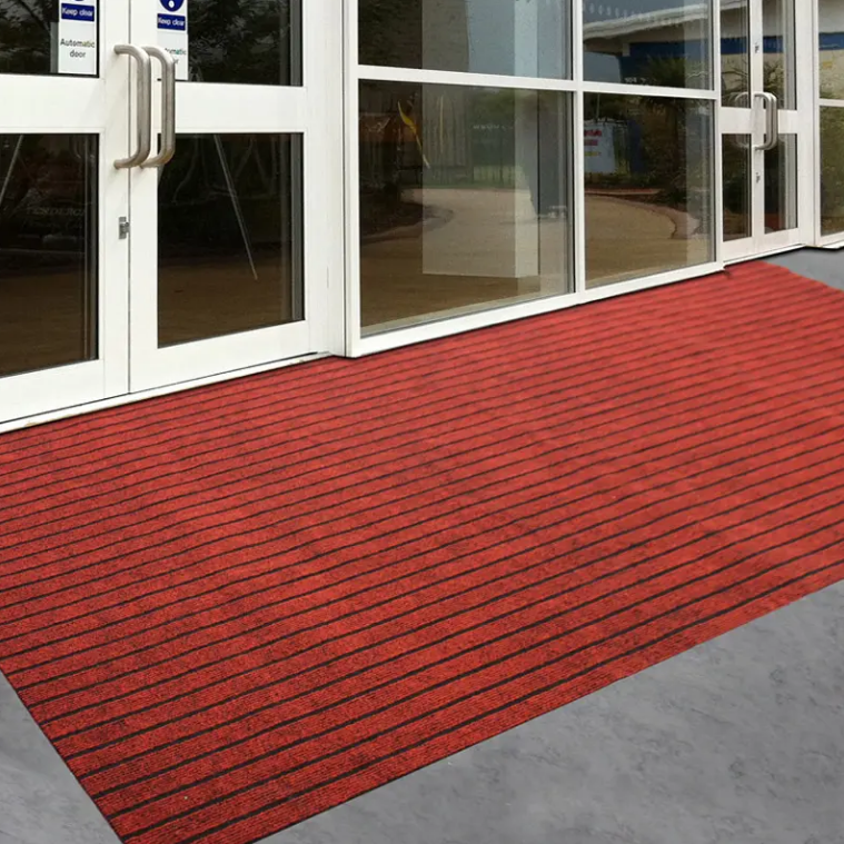 High-Quality Customizable Black Red Grey Double Ribbed Striped Mats Entrance pvc Floor Mat blank door mat floor rug for gym commercial shop Manufacturers, Factory