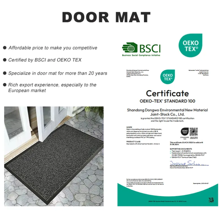 China Hot Sales Classic Cut Pile Door Mat for Entrance Anti-slip Double-ribbed Floor Mat with Custom Logo Rubber Door Mat Factory, Factories