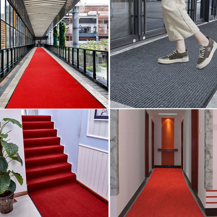 China Waterproof Polyester Mats PVC Backing Double Striped Carpet Office Hotel Washable Polypropylene Door Floor Mat Roll Hallway Manufacturer, Suppliers