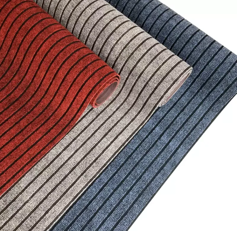 China Large Seven Striped Outdoor Indoor Entrance Doormat Low Profile Home Carpet Door Mats with Anti-Skid TPR Back Factory, Factories