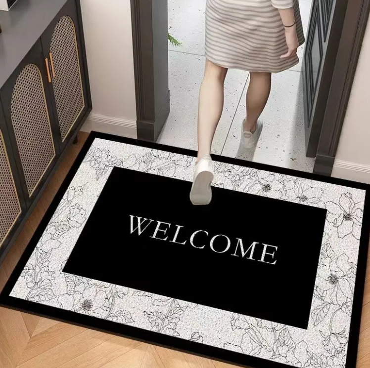China Scissor door restaurant rectangular pattern polyester short velvet carpet diatom mud bathroom carpet Manufacturer, Manufacturers