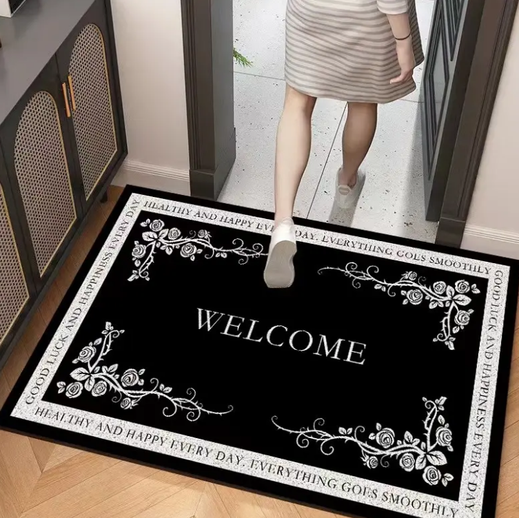 China Scissor door restaurant rectangular pattern polyester short velvet carpet diatom mud bathroom carpet Manufacturer, Manufacturers