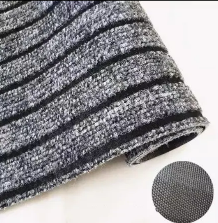China Custom Outdoor Polyester Seven Stripes Rib Doormat Anti Slip Grey Door Mat Entrance Outdoor TPR Floor Mat Manufacturers, Supplier