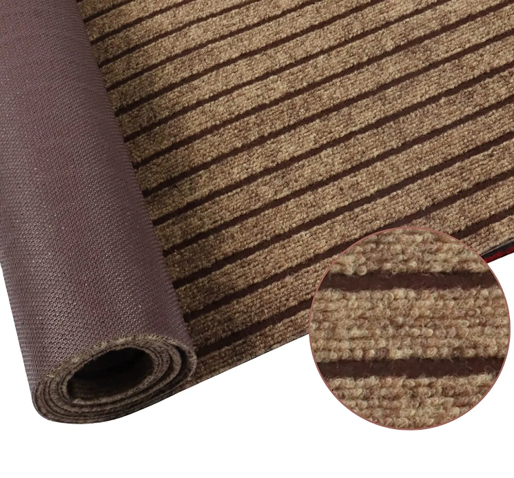 China American Hot Sale Welcomed Seven Striped Mat with TPR Backing PVC Backing Widely Used Indoor Outdoor Mat Carpet Rolls Manufacturer, Factory