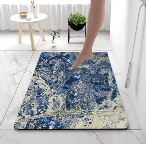 High-Quality Modern Marble Pattern Bathroom Door Mats Non slip Absorbent Diatomite Bath Mat Manufacturers, Factories