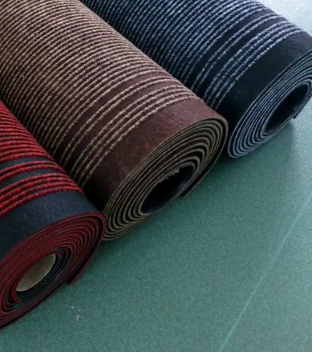 China Factory Supply Anti-slip 100% Polyester PVC Single Ribbed Striped Door Mat Manufacturer, Factories