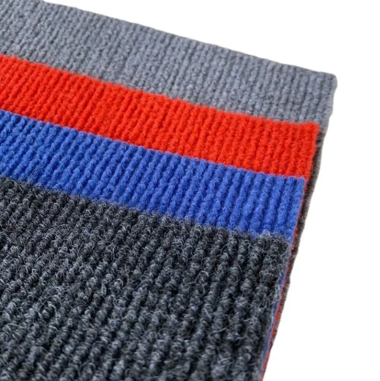 China 600GSM Non-woven line expo carpet Cambodia Rib anti-slip 4mm carpet for exhibition events stripe carpet Manufacturer, Supplier