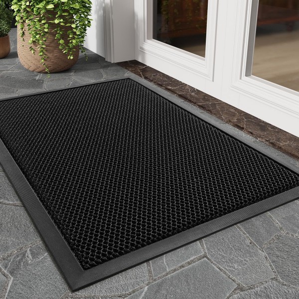 China 9mm Front Door Mesh Mat Non Slip Rubber Doormat Low Profile Welcome Mat for Outside Absorbent Dirt Trapper Outdoor Doormat with Elastic Mesh Surface Heavy Duty Floor Mat Gray Suppliers, Factory