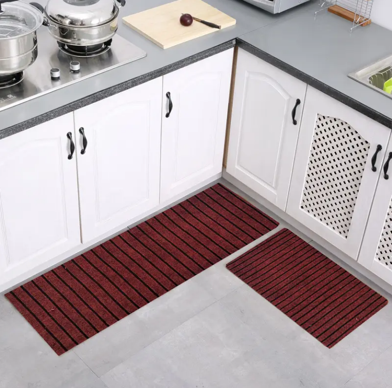 High-Quality Polyester oil-proof waterproof non-slip door mats full carpeting kitchen rugs Kitchen floor mat with seven stripes Manufacturers, Factory