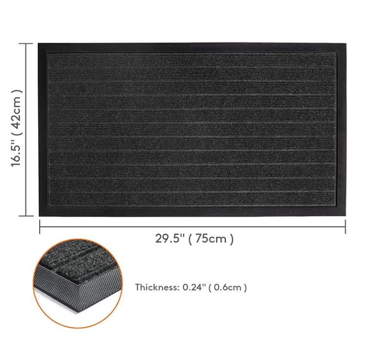China professional manufacturer double stripe door mat waterproof pvc backing Polyester floor welcome door mat Manufacturers, Factory