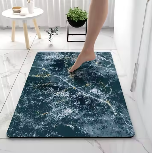 High-Quality Modern Marble Pattern Bathroom Door Mats Non slip Absorbent Diatomite Bath Mat Manufacturers, Factories