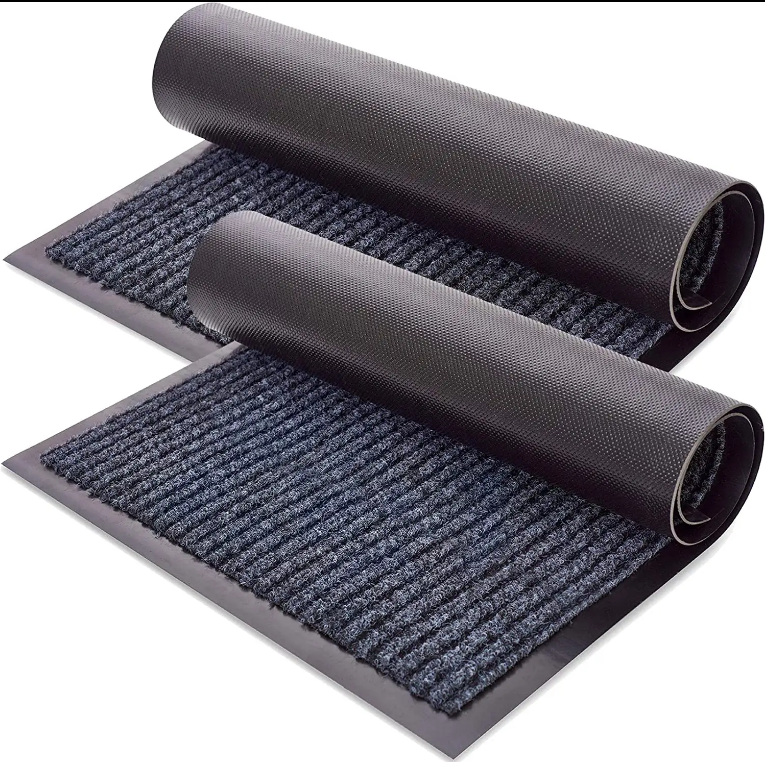 China Seven Ribbed Striped Mats Entrance Outdoor Pvc Floor Mat Non Slip Dust Clean Polyester Door Mat Manufacturers, Supplier