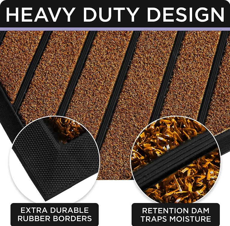 High-Quality Double Striped Entry Door Foot Mats Large Outdoor Welcome Mat With Non Slip Supplier, Suppliers