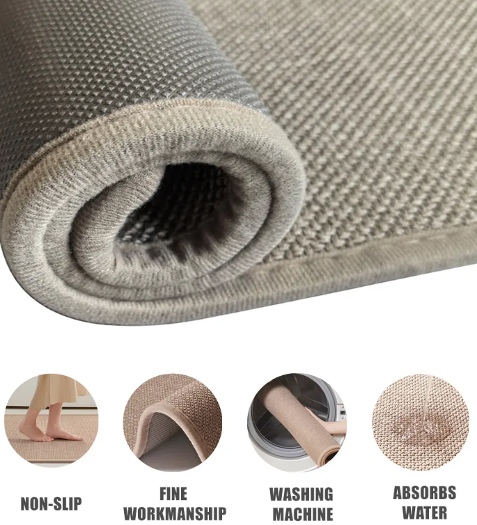 China Weave 8mm Cotton linen-like Machine washable non-slip living room carpets Manufacturers, Suppliers
