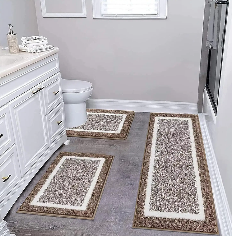 High-Quality WXCCF Fluffy Microfiber Non Slip Machine Washable Super Absorbent Custom Design Shower Mat Bathroom Bath Mat Set Manufacturer, Factories