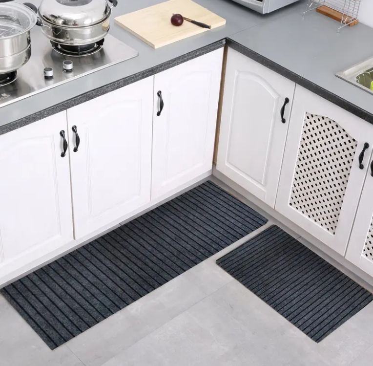 High-Quality Polyester oil-proof waterproof non-slip door mats full carpeting kitchen rugs Kitchen floor mat with seven stripes Manufacturers, Factory