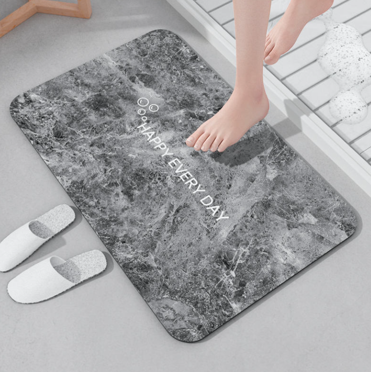 China U-HOME High Quality Custom Logo Marble Design Floor Mat Anti-slip Shower Luxurious Soft Bath Rugs Rubber Bathroom Mat Factory, Factories