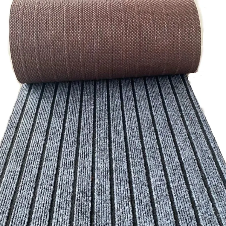 China Ribbed outdoor door mat Hot Sale Non slip Entrance Doormat Polyester Stripe Floor Carpet Factory, Factories